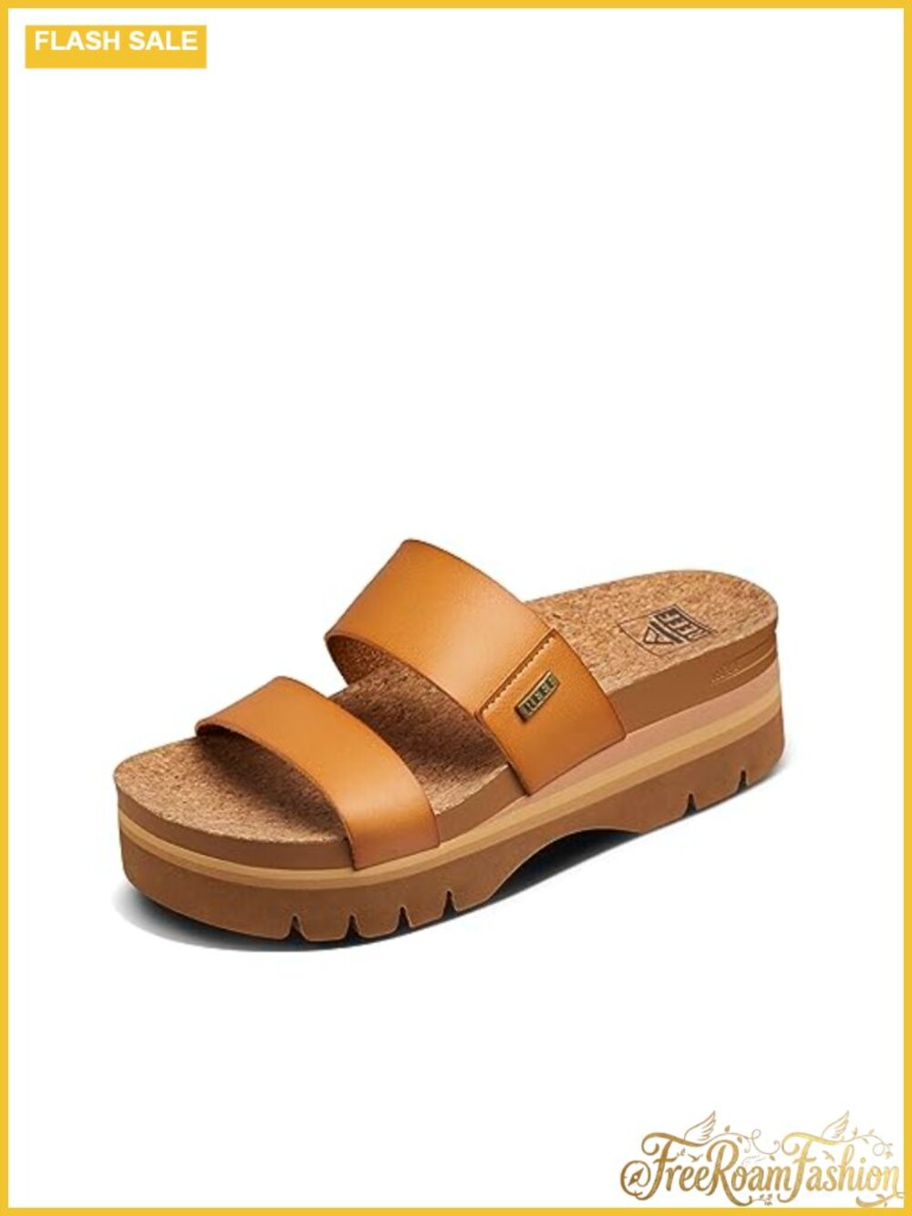 Cork Footbed Platform Slide Sandals Arch Support Vegan Leather Casual